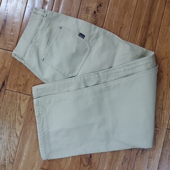 Patagonia Shop pants khaki canvas carpenter distressed - Picture 1 of 8